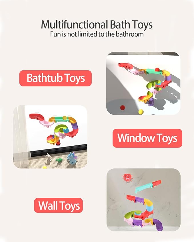 Bath Toys for Kids, Toddler Bathtub Toys with 3 Small Ball and Slide, with Suction Cups,Bath Time Fun Christmas Birthday Gift for Boys and Girls