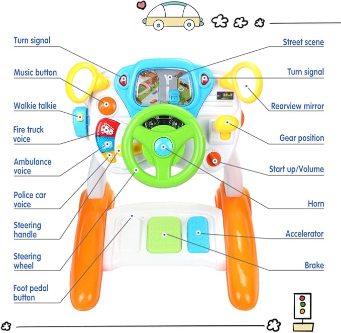 AMOSTING Pretend and Play Ride On Toys for Toddler Boys Girls Learning & Educational Baby Driver Toy Cars for Preschool Kids