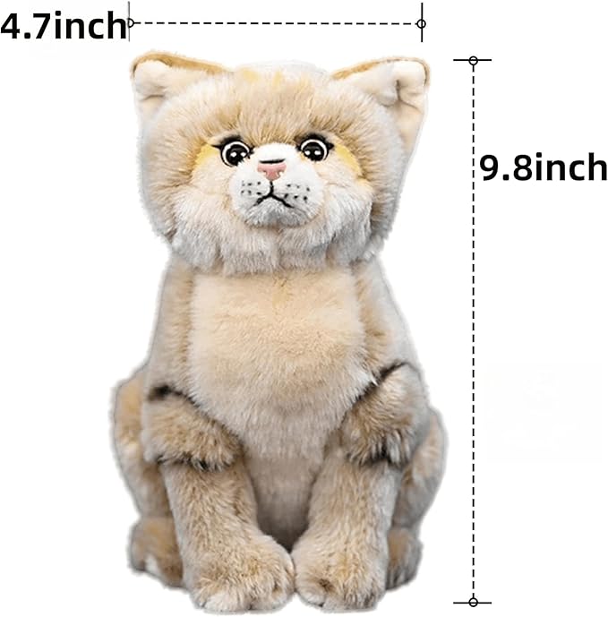 FRANKIEZHOU Realistic Sand Cat Plush-10,Cat Stuffed Animal for Girls, Soft Dune Cat Stuffed Animal Doll,Girl Toys,Model Gifts for Kids, Baby Gift,Home Decor,Hugging Toy