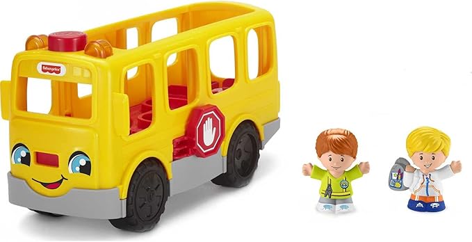 Fisher-Price Little People Musical Toddler Toy Sit with Me School Bus with Lights Sounds & 2 Figures for Pretend Play Kids Ages 1+ Years