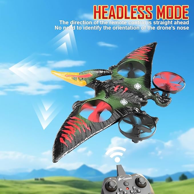 jaming Pterodactyl Dinosaur Toys Drone for Kids and Adults Easy to Fly Dragon Remote Controlled Aircraft for Beginners Hobby RC Plane Toys Birthday Gifts for Boys Remote Control Gecko