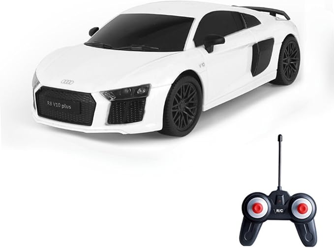 Vinie Remote Control Car for Boys, RC Cars Audi R8, 1:24 Scale Officially Licensed Kids Toys, Drift Car with Cool Led Lights, 4 5 6 7 8 9 10 11 12 Year Old Boy Birthday Gift (White)