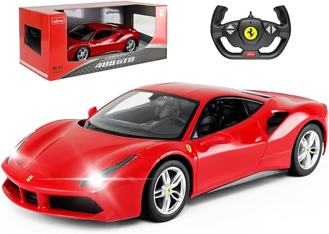 PowerTRC Officially Licensed Ferrari RC Car, 1:14 Ferrari 488 GTB Remote Control Car Electric Sport Racing Car Model Vehicle, Red RC Car Series for Adults, Boys Age 8-12 Years Gift Idea