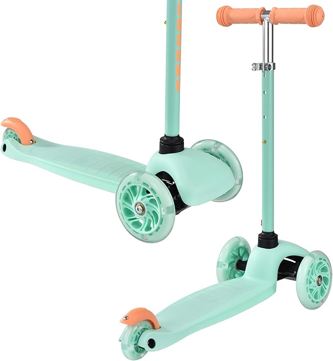 Teeny | 3 Wheel Scooter for Kids & Toddlers Ages 2-6 Years | Flashing Wheels | Height Adjustable 53 to 70 cm | My First Scooter