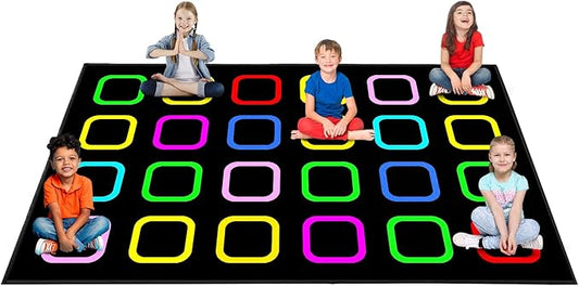 Booooom Jackson Classroom Rug Elementary, Large Black Classroom Carpet Preshool 24 Seating Rug for School, Educational Carpet with Non-Slip Backing (7.5 x 13 ft, G005-Color Mirage-Lite)