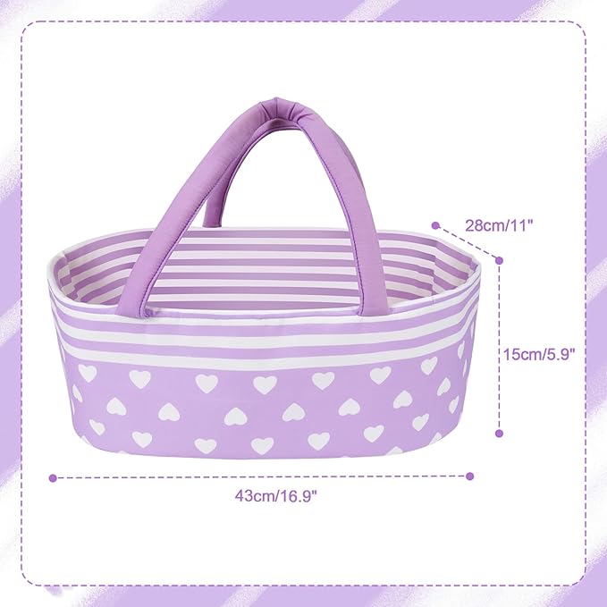 Aori 9 Pcs Reborn Baby Dolls Clothes with Bassinet for 17-22 Inch Baby Doll, Purple Carrier Bed and Baby Doll Clothes Accessories fit Newborn Girl Doll