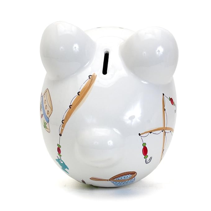 Child to Cherish Ceramic Piggy Bank for Boys, Gone Fishing