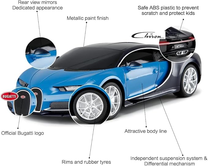 PowerTRC Official Licensed Bugatti Remote Control Car RC Bugatti Cars Bugatti Chiron Toy Model Car 1:24 Electric Sport Racing Toy Car Model Vehicle Licensed Car Series for Adults Boys