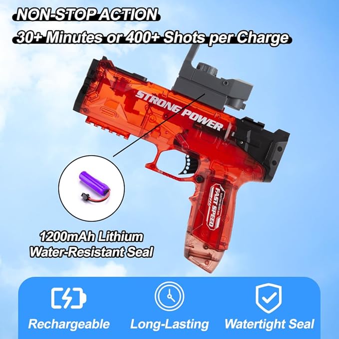Electric Water Gun for Adults & Kids,Automatic Water Gun for Summer Beach Party Up to 36 FT Range Super One-Button Boys Gift