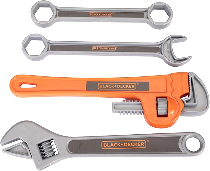 BLACK+DECKER Kids Tool Bag Set 13-Piece Junior Roll Up Bag Pretend Play Tools, Hammer, Phillips Screwdriver, Pliers, Adjustable Wrench & More! for Boys & Girls Ages 3+