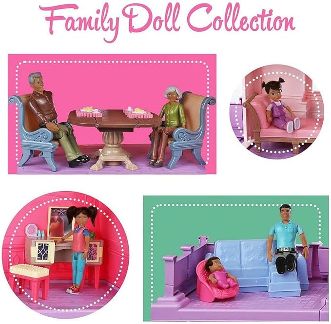 Beverly Hills Doll Collection Sweet Li'l Family Hispanic Dollhouse People Set of 9 Action Figure Set - Grandpa, Grandma, Mom, Dad, Sister, Brother, Toddler, Twin Boy & Girl