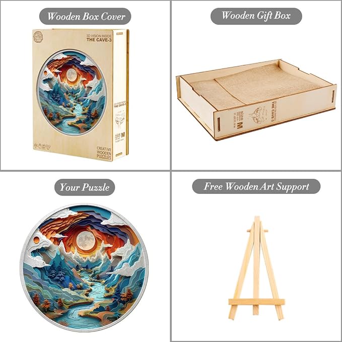Wooden Puzzles for Adults, 3D Vision Inside Cave (S-100pcs) Wooden Jigsaw Puzzles Kids, Unique Shaped Animal Wood Puzzles Adults, Wood Animal Puzzles for Birthday Gifts Family Games 8.5*8.5in