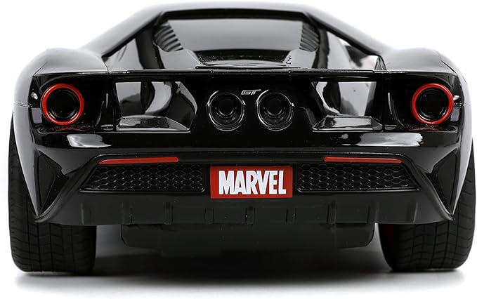 Jada Toys Marvel Spider-Man 1:16 Miles Morales 2017 Ford GT RC Remote Control Car 2.4GHz, Toys for Kids and Adults, Black