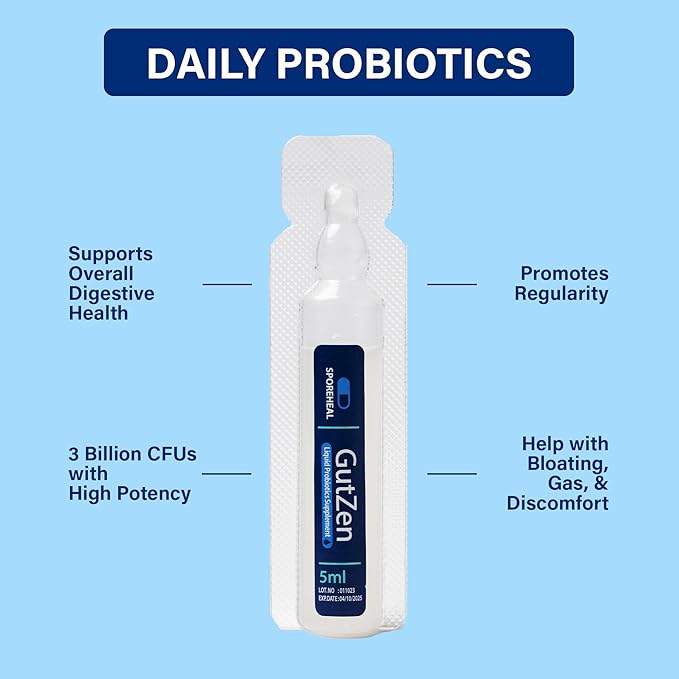 GutZen Liquid Probiotic Supplement for Gut & Digestive Health| Gluten Free & Helps with Bloating, Gas & Diarrhea| Supports Immune Sytem for Adults & Kids| Pack of 20
