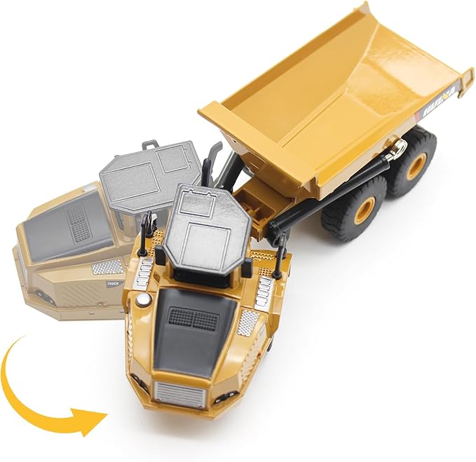 Dollox Die-cast Articulated Dump Truck - 1/50 Metal Construction Vehicle Model Toy Gift for Kids