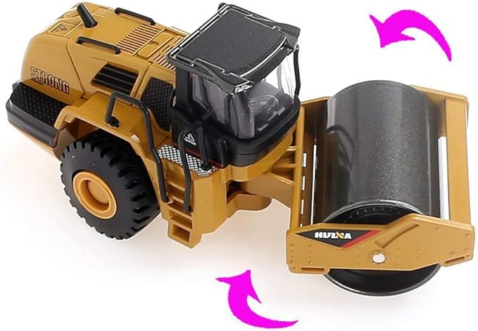 Ailejia 1/50 Scale Diecast Road Roller Toy Models Construction Vehicle Model Grader Engineering Road Planer Vehicle Toys for Kids (Road Roller)