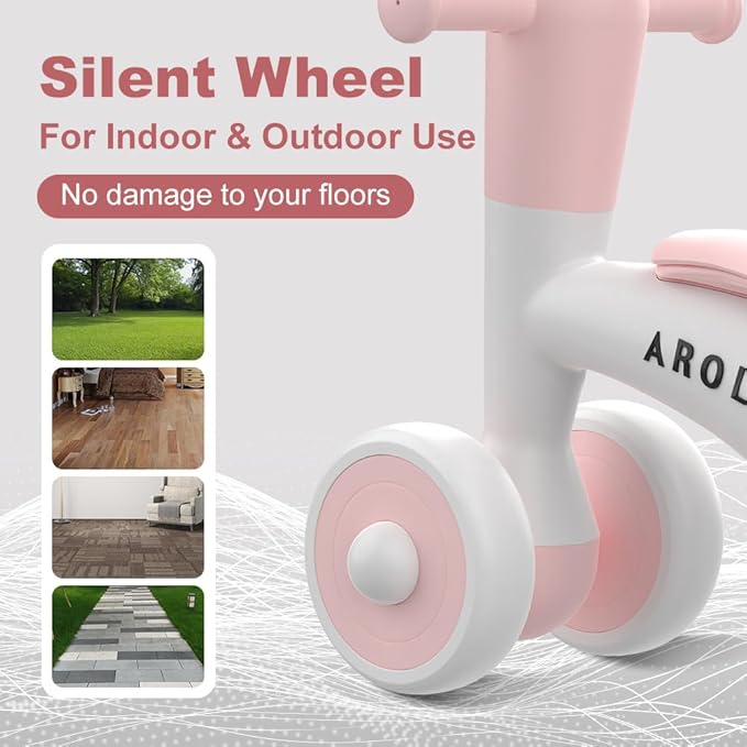 3-Wheel Baby Balance Bike for Toddlers 1-2 Years Old (8-24 Months), Adjustable Seat & Anti-Tip Design, Learning Walker Toy, First Birthday Gift for Boys & Girls