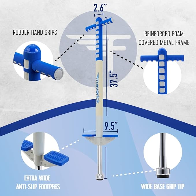 Flybar Maverick Pogo Stick for Kids Ages 5+, 40 to 80 Pounds, Perfect for Beginners, Easy Grip Handles, Anti-Slip Pegs, Outdoor Toys for Boys and Girls