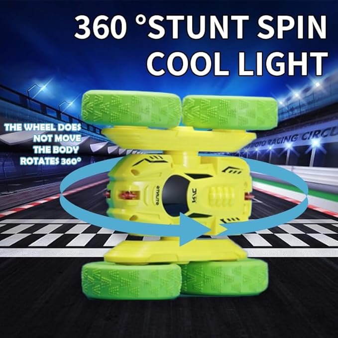 Generic Roll Over FlipDrive R/C 360°Rotating | Double-Sided Stunt Car Remote Control Toy for Kids | Rechargeable Batteries Included.Unleash Flips, Twists, and Thrills for Birthdays!, Lime Green