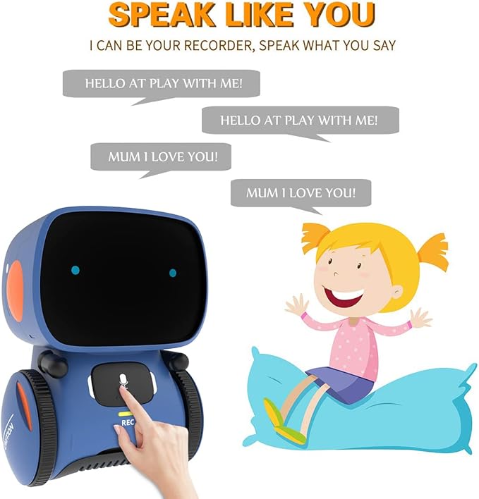 98K Robot Toys for Boys and Girls, Voice Control and Touch Sensor Interactive Smart Talking Robots Intelligent Partner and Teacher with Singing, Dancing, Repeating, Toy Gifts for Kids Age 3 and Up