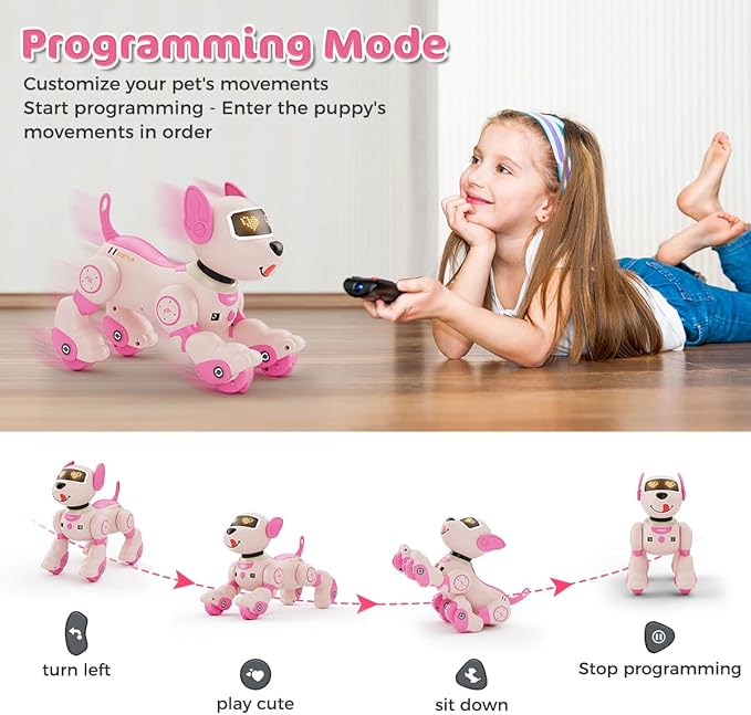 VATOS Robot Dog Toy for Kids, Voice & 2.4GHz Remote Control Robot Pet with Interactive Touch Sensors, Over 20+ Responses, Program Mode, Robotic Puppy Toy for Kids Boys & Girls