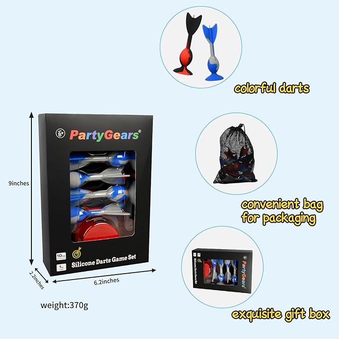 4.7 "Large Size 10 Pack Silicone Suction Colorful Darts with 1 Bullseye Sucker Sports Throwing Game Toy Set, Outdoor Indoor Game Sports