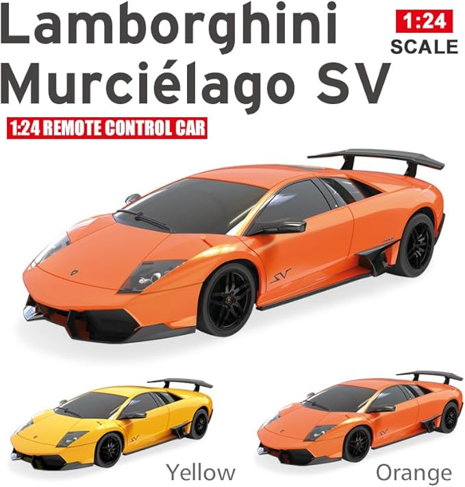 Vinie Remote Control Car for Boys, RC Cars Lamborghini Murciélago, 1:24 Scale Officially Licensed Kids Toys, Lambo LP670 Drift Car with Cool Led Lights, 4 5 6 7 8 9 10 11 12 Year Old Boy Gift (Yellow)