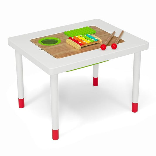 Delta Children Compact Play & Learn Sensory Table for Kids – Includes Musical Instruments - Use as Sand Table/Sensory Table/Activity Table/Montessori Toy, White/Natural