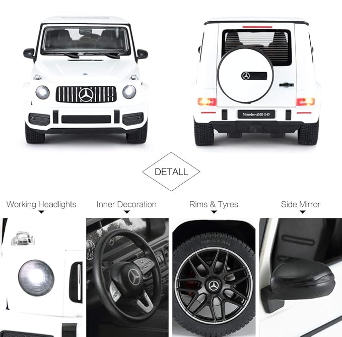 RASTAR Off-Road Remote Control Car, 1:14 Mercedes-AMG G63 R/C Off-Roader Toy Car, Doors Open/Working Lights - White/2.4Ghz