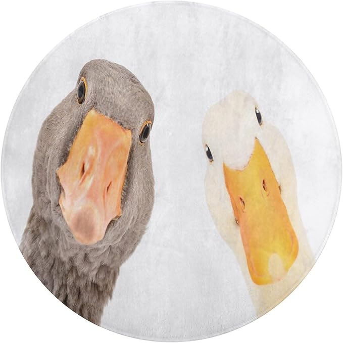 Funny Goose and Duck 3Ft Round Rug Non-Slip Soft Throw Area Rugs,Floor Carpet Mat for Bedroom Living Room Kitchen