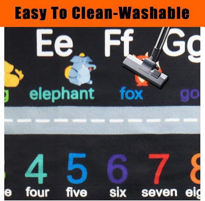 Classroom Rugs for Preschool, Daycare Rug for Classroom,Large Classroom Rug Elementary,Learning Alphabet Educational Rugs for Kids Playroom, Nursery(13'x7'7'', Black)