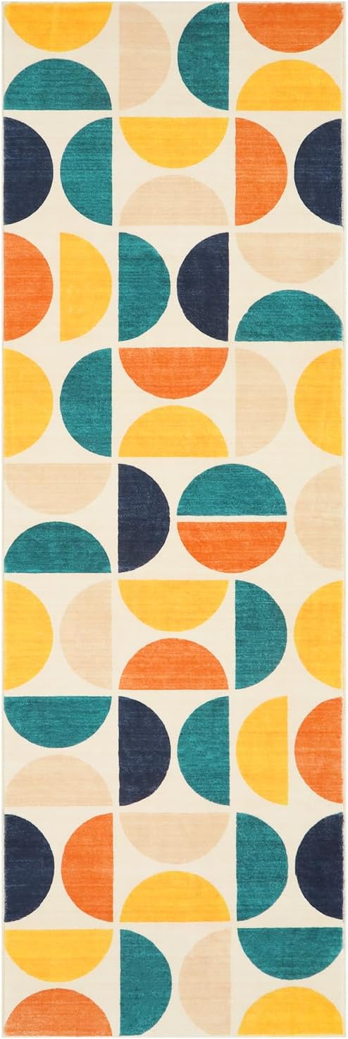 Lahome Boho Runner Rug Non Slip, 2x6 Soft Hallway Runner Rug for Bathroom, Modern Washable Runner Rug Non Shedding Carpet Rug for Entryway Kitchen Bedroom Laundry Room (Blue/Mulit,2'x6')