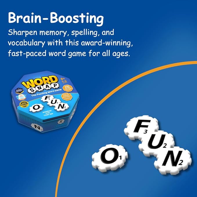 Game, Word Puzzle for Adults, Family, and Kids, Fun Game for Ages 8+, Travel Size, 1-4 Players