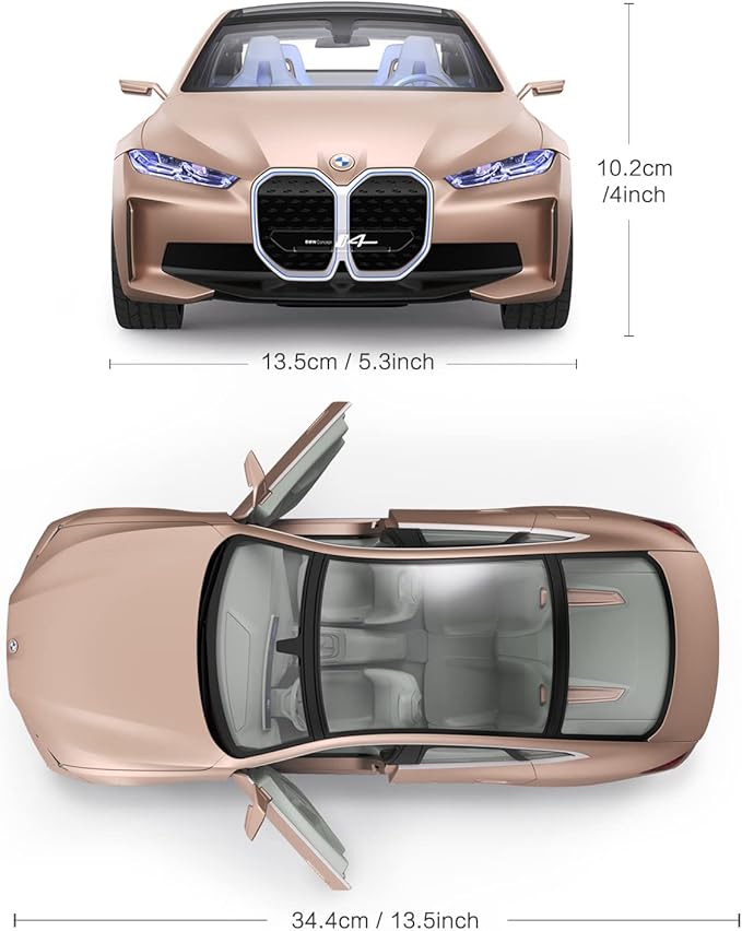 RASTAR BMW i4 Remote Control Car, 1/14 BMW i4 Concept RC Toy Car Golden BMW Model Car Diecast for Kids Boys Adults