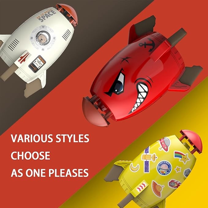 Rocket Sprinklers Toys Water Splash Rocket Outdoor Water Play for Kids Rocket Sprinklers Toy Water Blaster Rockets Summer Garden Lawns Water Toys Spray for Kids 3 Years and Up (Gray)