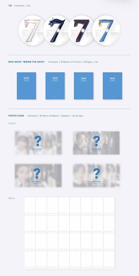BTS Bangtan Boys - MAP of The Soul : 7 with Standing Doll Set [Random ver.] Album+Folded Poster+Standing Doll+Hologram Photocard+Extra Photocards Set