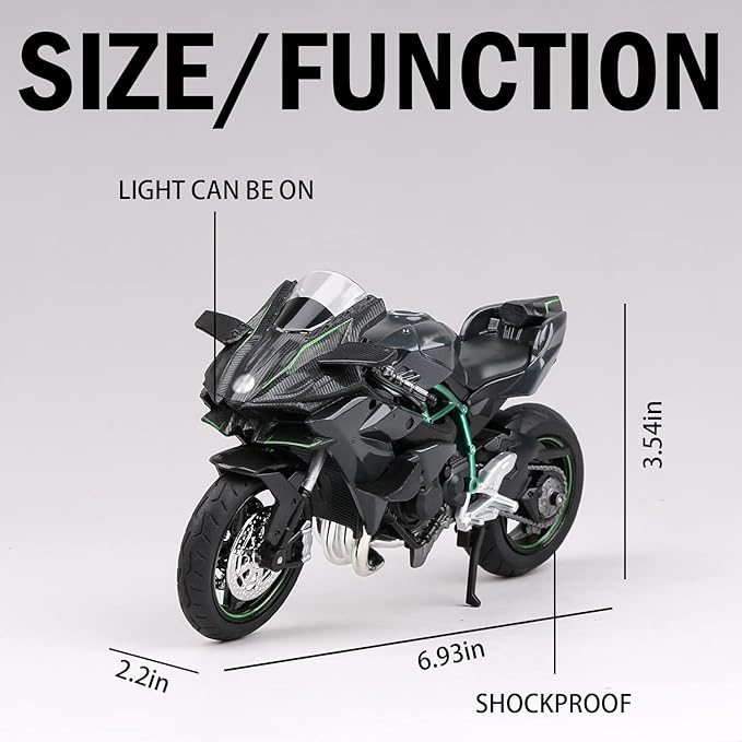 COOLPUR Die Cast Motorcycle Model for Ninja H2R, Realistic Motorcycle Model, 1:12 Scale Kids Moto Toy or Collection, Boyfriend,Young Peoples Gift