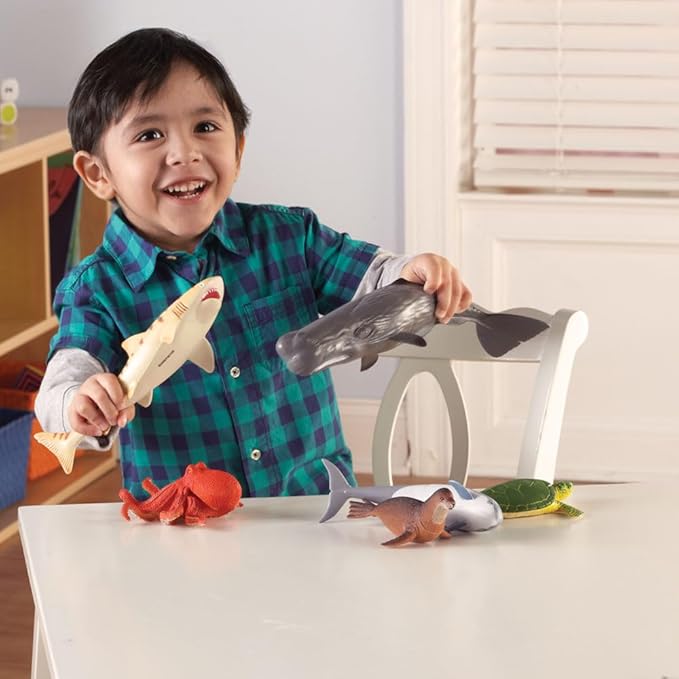 Learning Resources Jumbo Ocean Animals - 6 Pieces, Ages 3+ Toddler Learning Toys, Sea Animals Figure for Kids, Preschool Toys