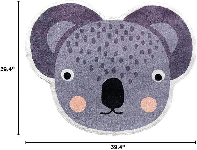 Poowe Koala Kids Play Mat Baby Nursery Rug Round Educational Alphabet Soft Area Rug Non Slip for Children Toddlers Bedroom (Round 39.4 in)