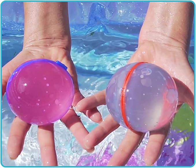Reusable Water Balloons Water Bombs Splash Ball Quick Fill Self-Sealing Silicone Refillable Water Balls Outdoor Activities Summer Toy Pool Beach Water Games Toys for Kids ages 4-12 (12 Pcs)
