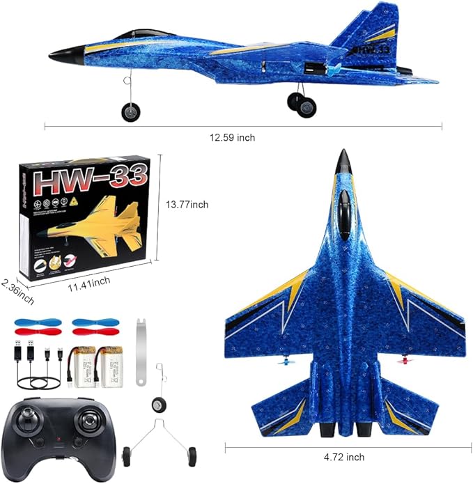 Su-27 RC Airplane,2.4GHz 2 Channel Remote Control Plane with Gyro Night Lights and 2 Batteries, Easy to Fly for Adults, Beginners and Kids Toy