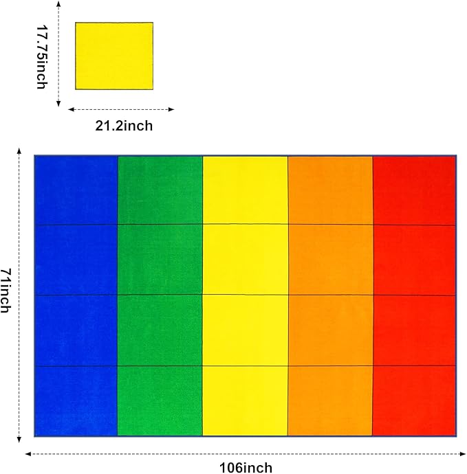 LIVEBOX Elementary Classroom Rugs for Kids, Washable Kids Rugs for Playroom School, Nursery, Colorful Children's Educational Carpet Non-Slip Classroom Mat for Learning, 6'x9'(Seats-20)