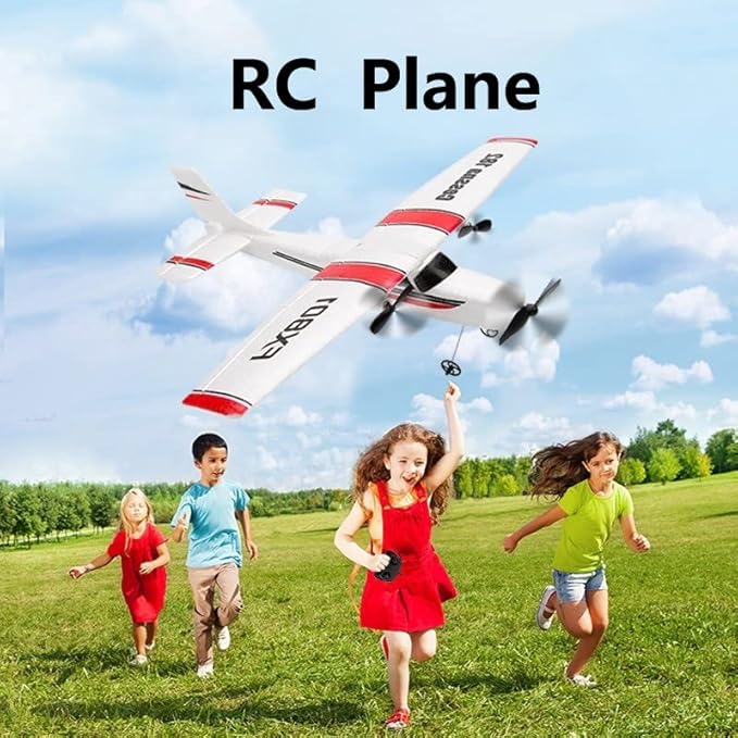 RC Plane 2.4Ghz 2 Channels EPP Foam Remote Control Airplane Radio Control Cessna Aircraft Easy to Fly RC Glider Toys for Kids, Boys and Beginners with 3 Batteries