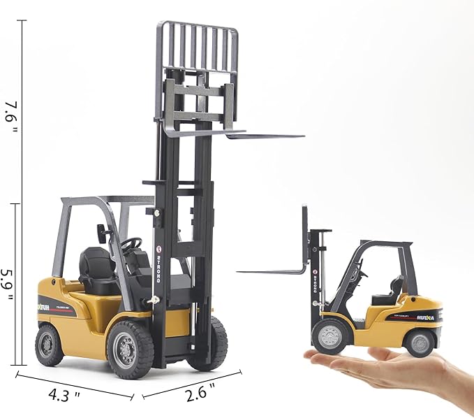 Dollox Die-cast Forklift Truck Toys 1/50 Scale Metal Engineering Vehicle Fork Truck High Detail Construction Vehicles Model Collection Forklift Decoration Toy Gift for Kids