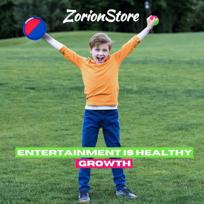 Toss and Catch Game, 4 Pieces, Ball Catcher Toy with Velcro Paddles | Catch and Throw Game with Velcro Paddles (Pink and Green)