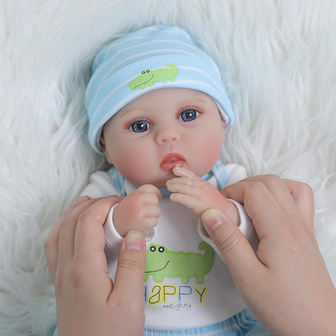 SCOM Lifelike Reborn Baby Dolls - 16 inch Realistic Baby Toddler Dolls Soft Cloth Body Vinyl Limbs, with Clothes and Doll Accessories Gifts for Kids Age 3+