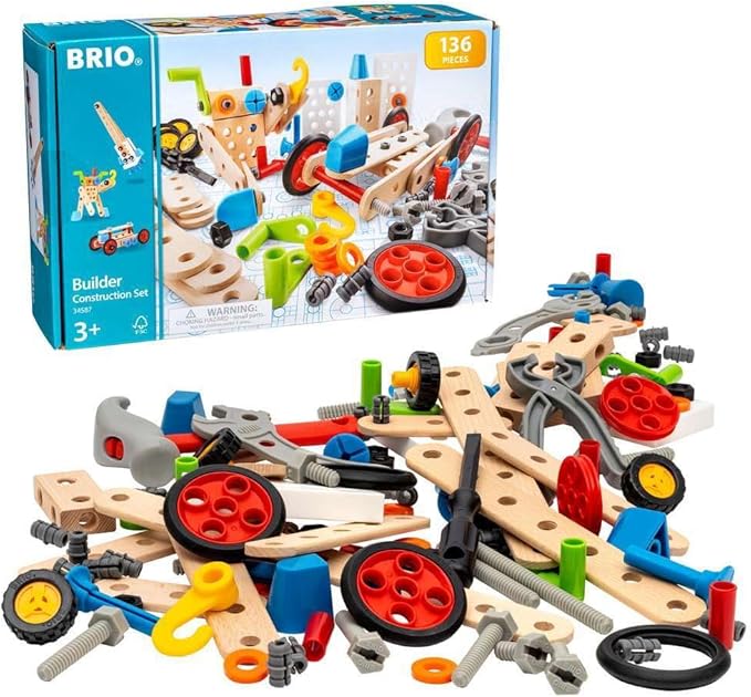 BRIO Builder 34587 Construction Set - 136-Piece STEM Toy with Wood and Plastic for Kids | Enhances Creative Skills | Safety Tested | Age 3 and Up