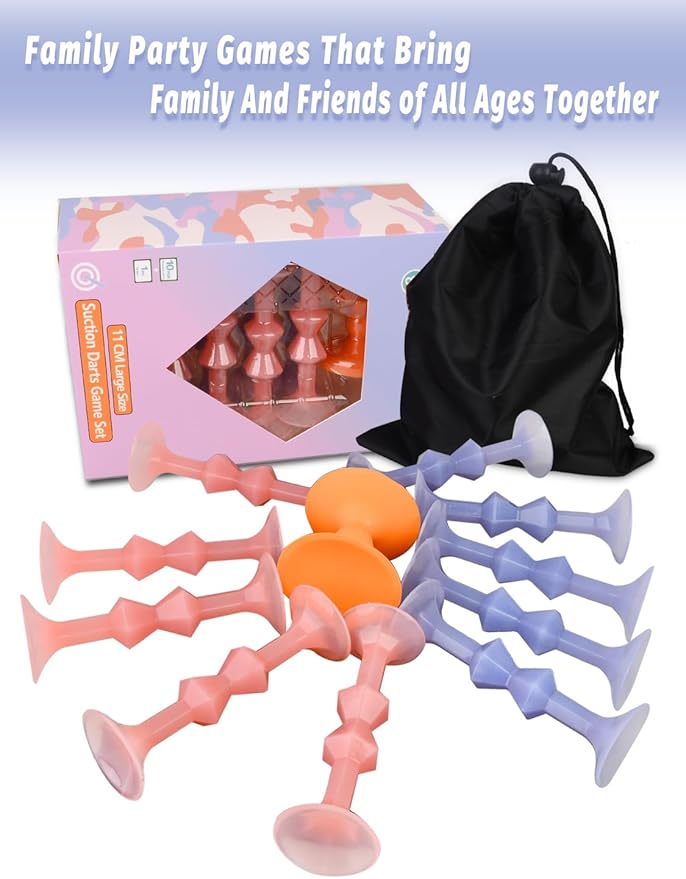 11Pcs Diamond Styled Valentine's Day Silicone Suction Cup Dart Game Pictionary Game for Family Party (Solid Color)