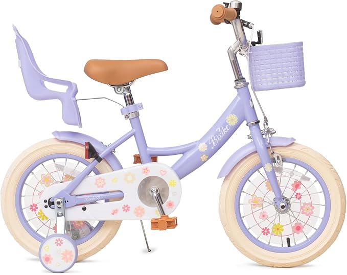Girls Bike with Basket for Toddlers and Kids Aged 3-14 Years Old, 14 16 18 Inch with Training Wheels & Doll Seat, 20 Inch with Kickstand & Rear Rack, Princess Style Bicycle for Gift