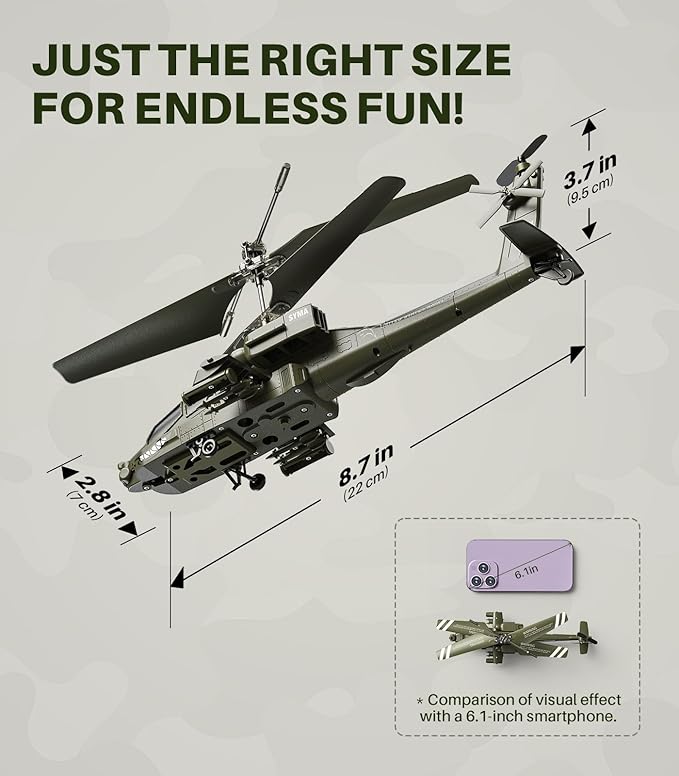 SYMA RC Helicopters, S51H Remote Control Helicopter 2.4GHz Military Army Toys for Boys Girls Kids with Altitude Hold, One Key Take Off/Landing, LED Light, Low Battery Reminder